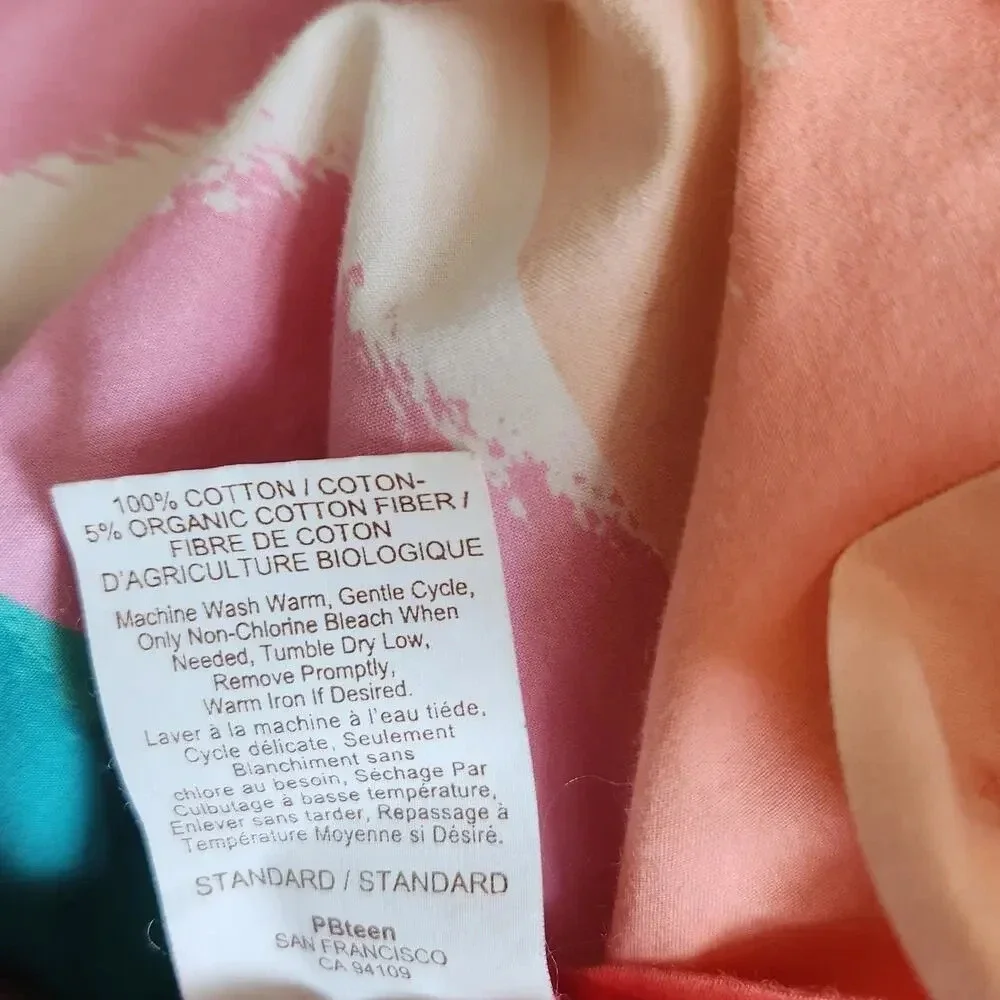Pottery Barn Teen Standard Pillow Sham Multicolor Ikat Print Organic Cotton